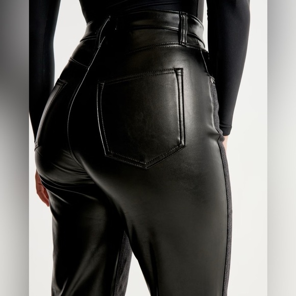 Women’s Abercrombie&Fitch Love Ultra High Rise faux leather & Jean pants size 28 - Picture 13 of 14